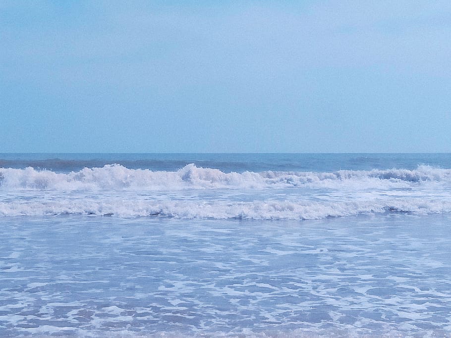 sea waves under clear blue sky, nature, water, ocean, outdoors HD wallpaper