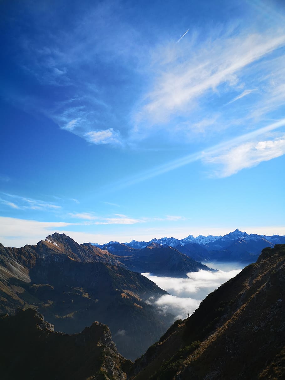 mountains, alpine, hiking, sky, climb, high, trail, scenics - nature HD wallpaper