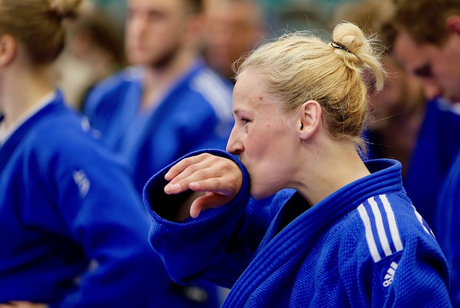 judo, martial arts, girl, fighter, blue, sport, group of people