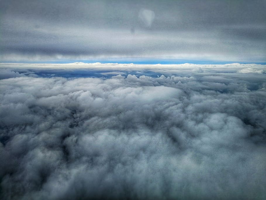 clouds, sky, air, cloud - sky, cloudscape, above, aerial view HD wallpaper