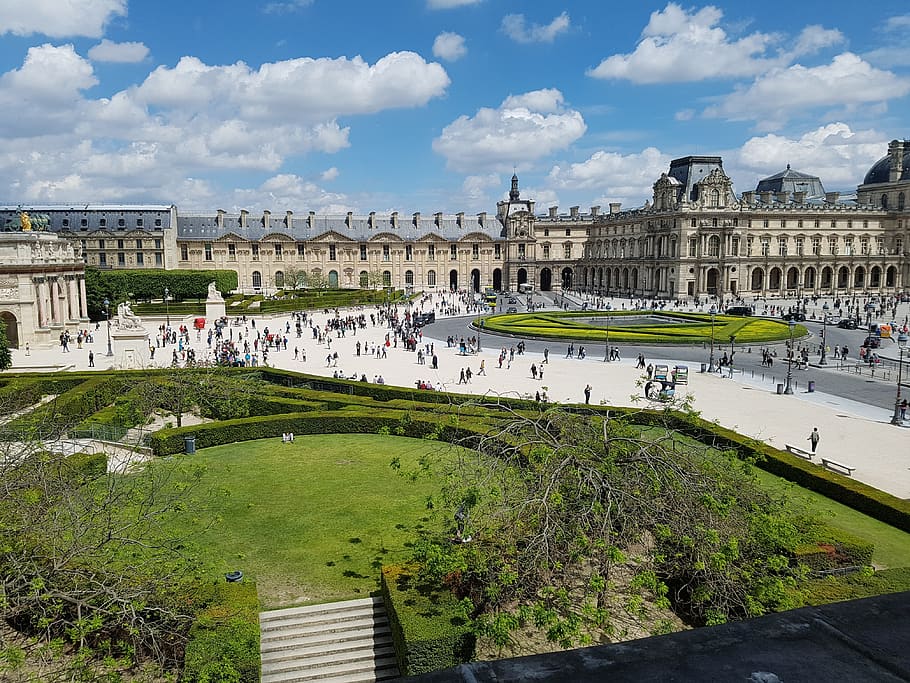 paris, louvre, the museum, architecture, built structure, building exterior HD wallpaper