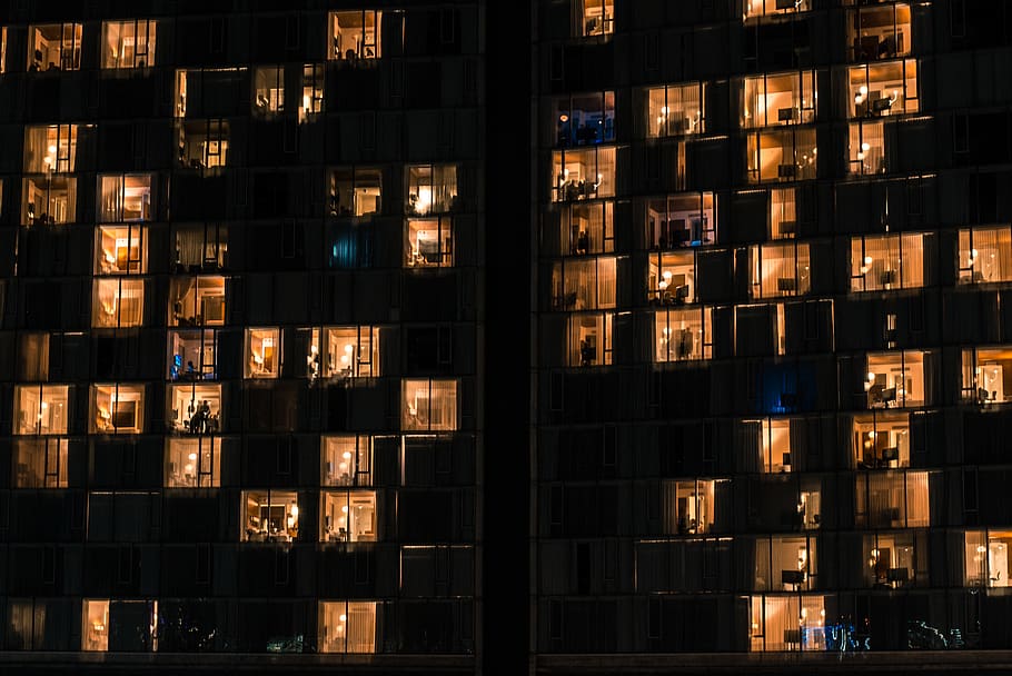 building, lighting, condo, housing, urban, city, town, high rise HD wallpaper