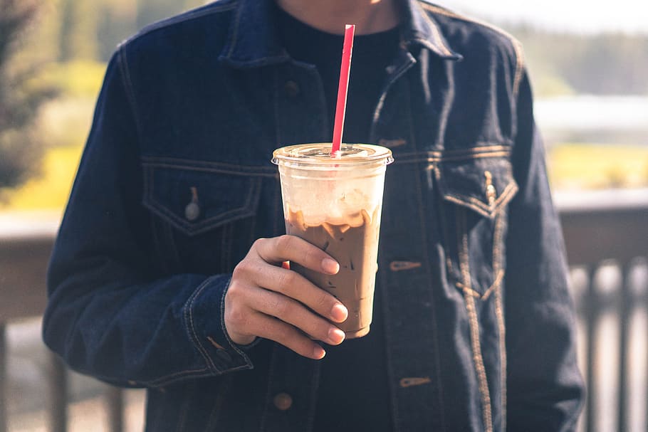 Man with Milkshake, food and Drink, denim, one person, holding, HD wallpaper