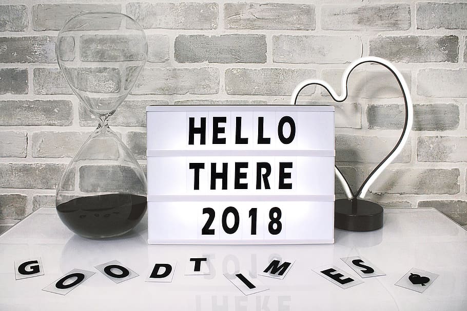 White Hello There 2018 Printed Board Against Gray Wall, art, black and white HD wallpaper