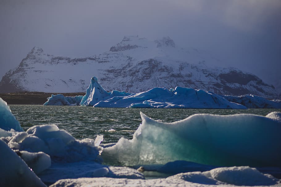 blue glacier, nature, outdoors, ice, mountain, snow, iceberg HD wallpaper