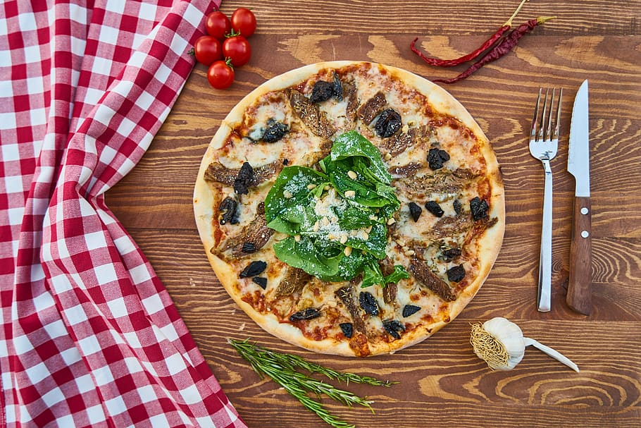 Close-up Photography of Pizza, background, basil, cheese, cook HD wallpaper