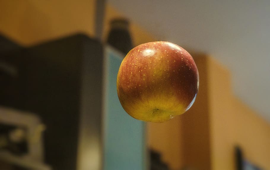 apple, levitation, floating, delicious, vitamins, healthy, red HD wallpaper