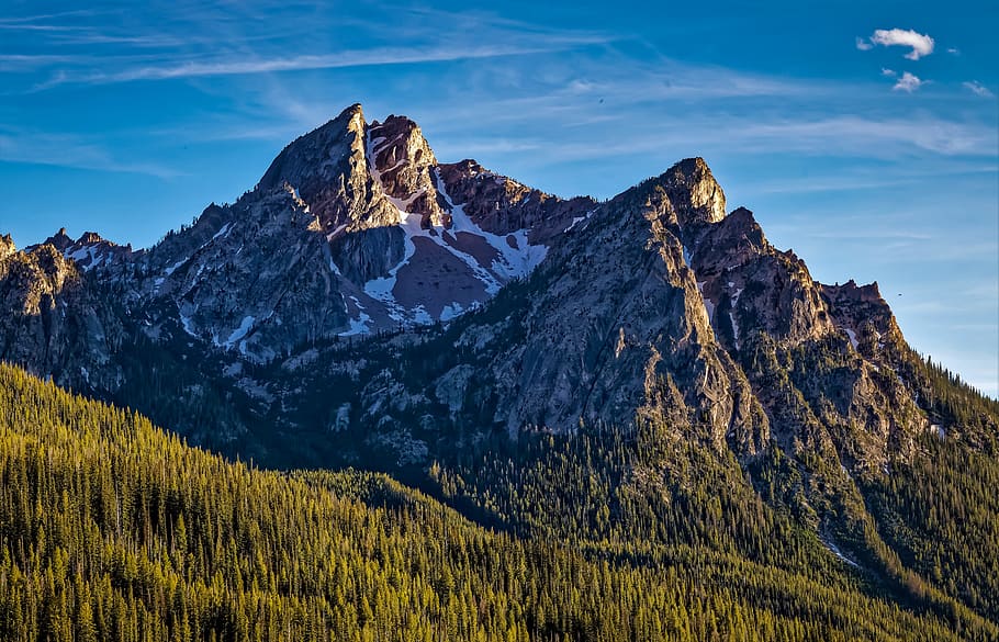 united states, stanley, idaho sawtooth mtns., mountain peaks, HD wallpaper