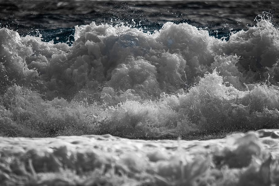 wave, splash, spray, foam, nature, water, sea, motion, power HD wallpaper