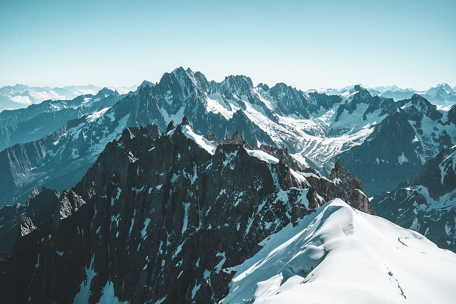 bird's-eye view photography of mountain range, alp, rocky, hiking HD wallpaper