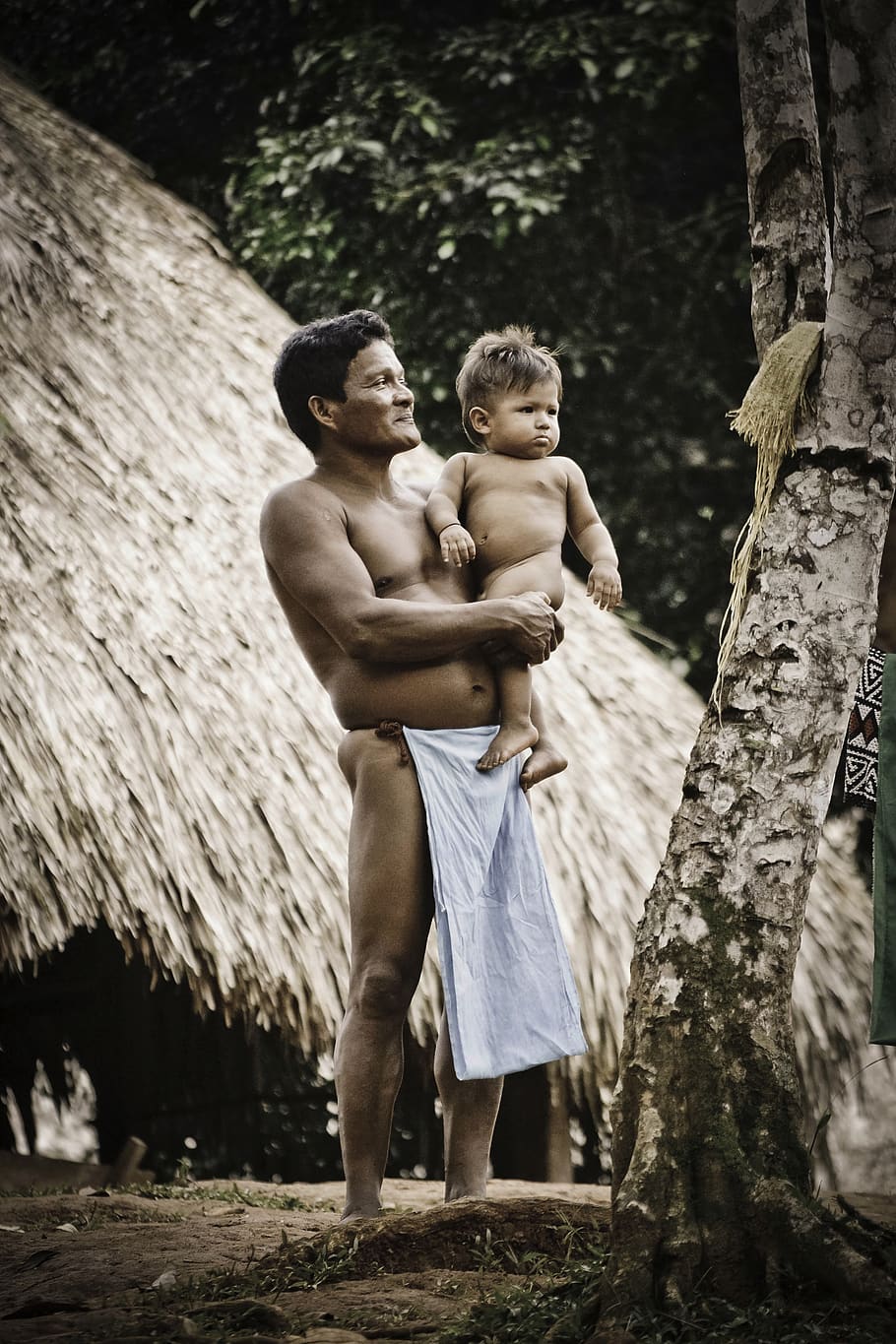 panama, embera, indian, pride, father, two people, togetherness HD wallpaper