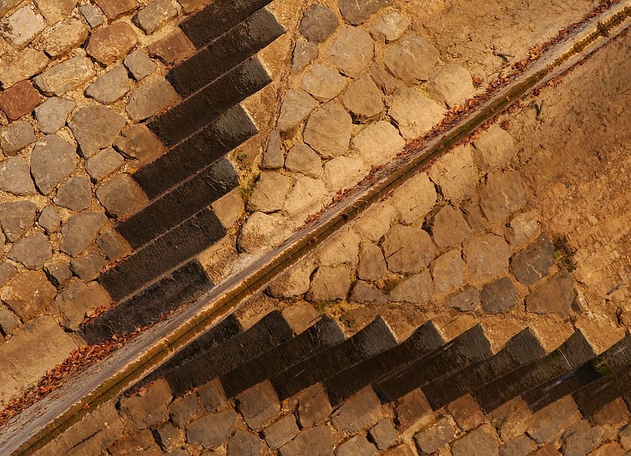 reflection, stairs, abstract, water, no people, high angle view HD wallpaper