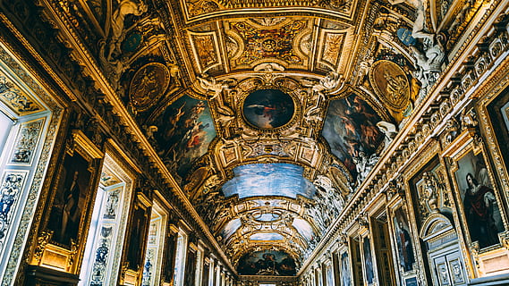 Ceiling, architecture, church, design, painting, perspective HD wallpaper