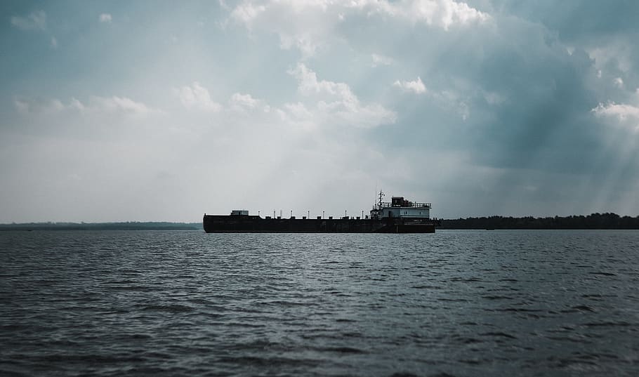 Ship Sailing Under Cloudy Sky, cargo ship, ocean, sea, transportation system HD wallpaper