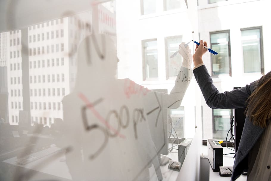 Person Sketching on Erase Board, hand, indoors, office, pen, room HD wallpaper