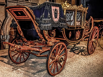 wagon, old, antique, wheels, cart, nostalgia, coach, retro HD wallpaper
