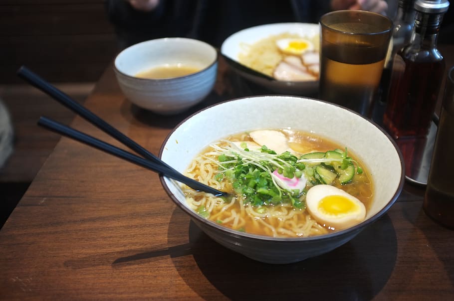 ramen, noodles, eggs, food and drink, healthy eating, bowl HD wallpaper