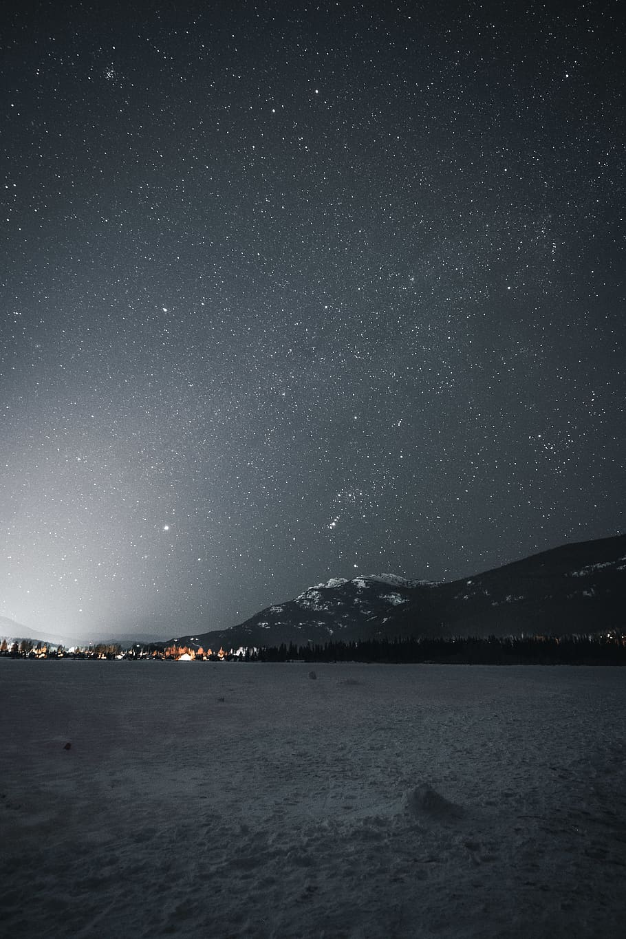 Mountain Near City during Nighttime, astronomy, clouds, dawn HD wallpaper