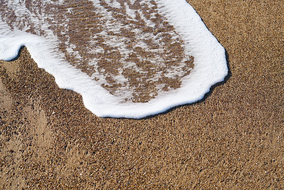 beach, wave, foam, sand, marine, nature, beautiful, environmental HD wallpaper