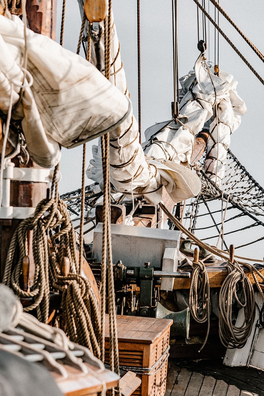white mast with ropes, human, person, sailor suit, worker, window HD wallpaper