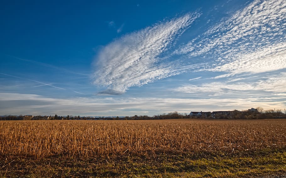 nature, sun, clouds, blue, landscape, sky, mood, abendstimmung HD wallpaper