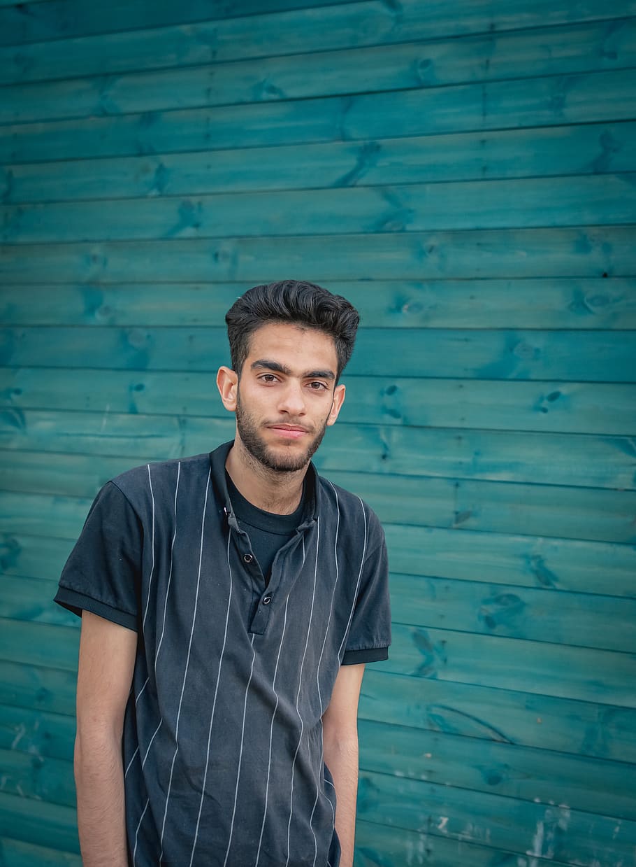 man standing beside painted wall, person, human, clothing, apparel HD wallpaper