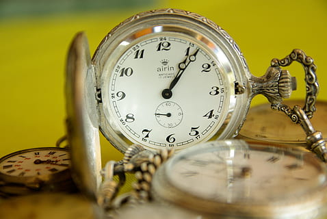 Silver-colored Pocket Watch at 1, accessory, accuracy, antique HD wallpaper