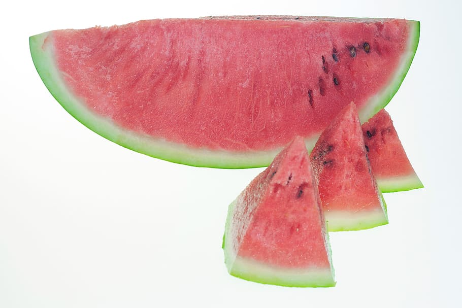 watermelon, slice, isolated, white, dietfood, red, healthyfood HD wallpaper