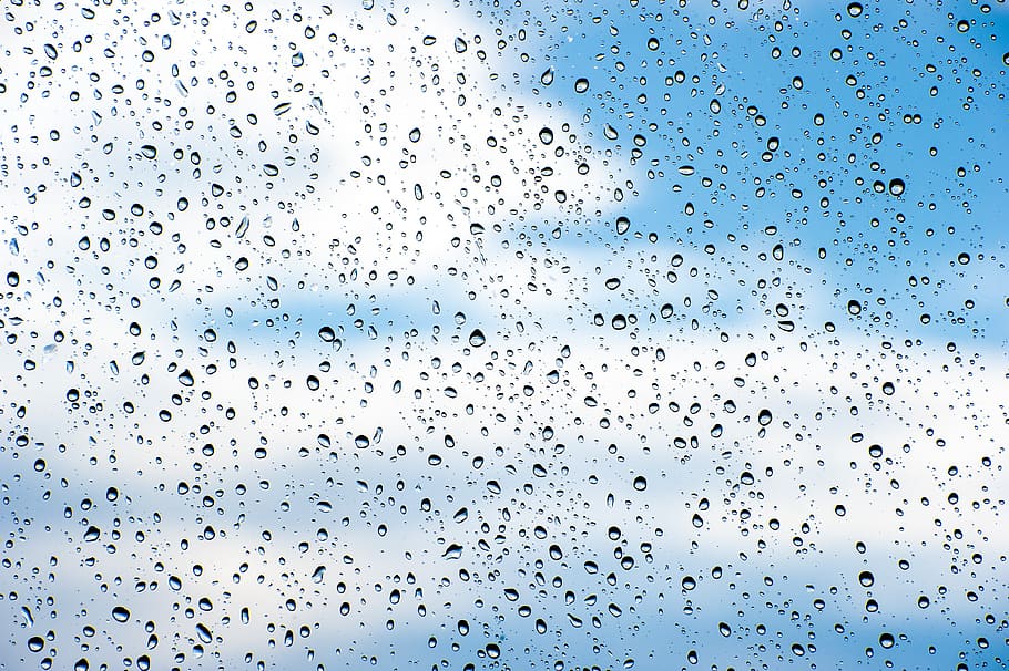 rain, background, storm, macro, headband, drops, liquid, blue HD wallpaper