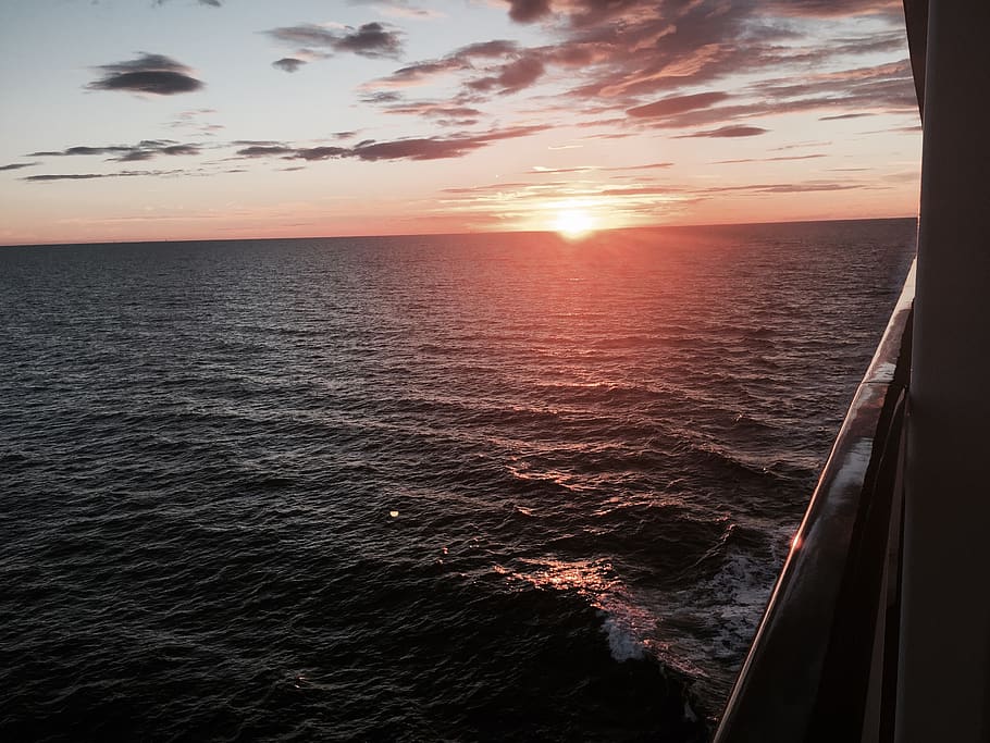 sunset, sea, cruise, sky, water, beauty in nature, scenics - nature HD wallpaper
