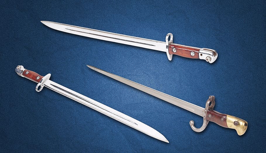 bayonet, sword, object, metal, metallic, sharp, deadly, weapons