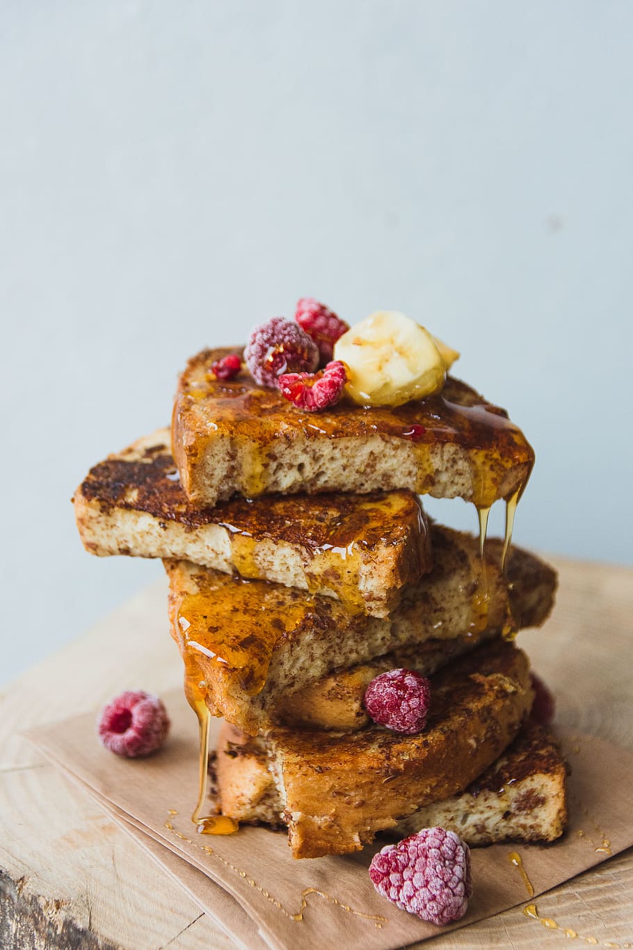 pancake with raspberry and honey, food, food and drink, freshness HD wallpaper