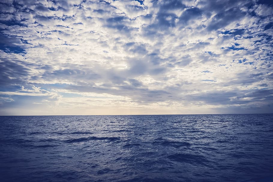 Photo of Sea Horizon, blue waters, by the sea, clouds, daylight