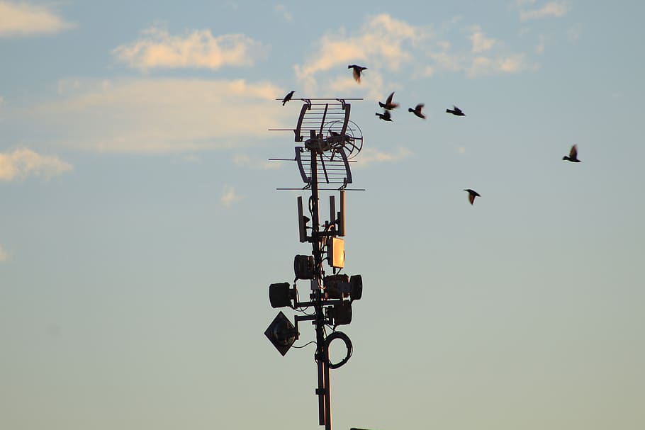 black transmission tower, nuvole, cloud, sky, cielo, antenna HD wallpaper