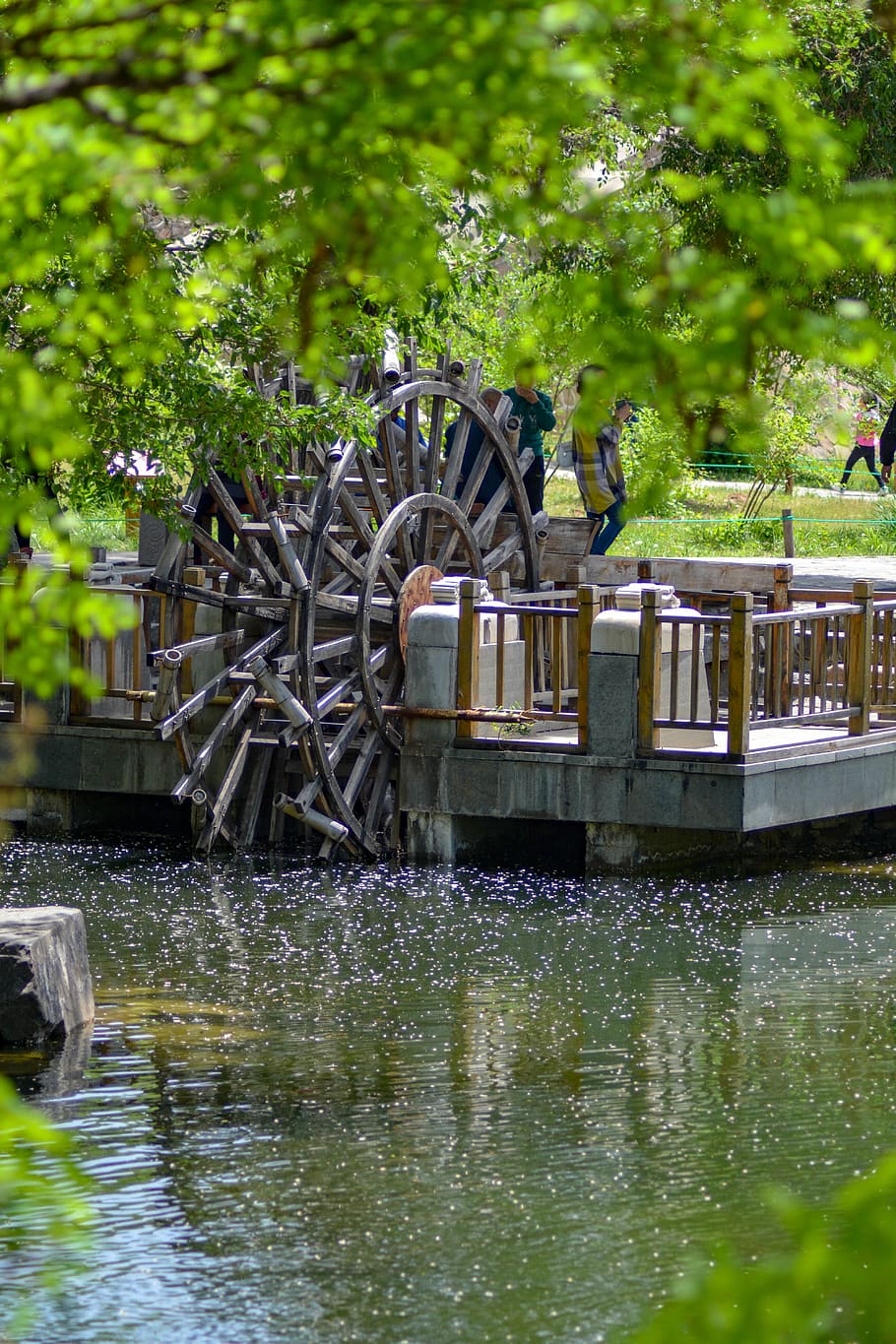 china, beijing, water, tree, watermill, old, lake, old mill HD wallpaper