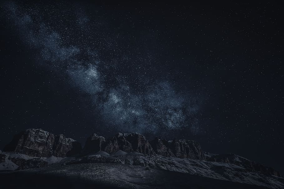 brown mountain, night, sky, star - space, scenics - nature, rock HD wallpaper