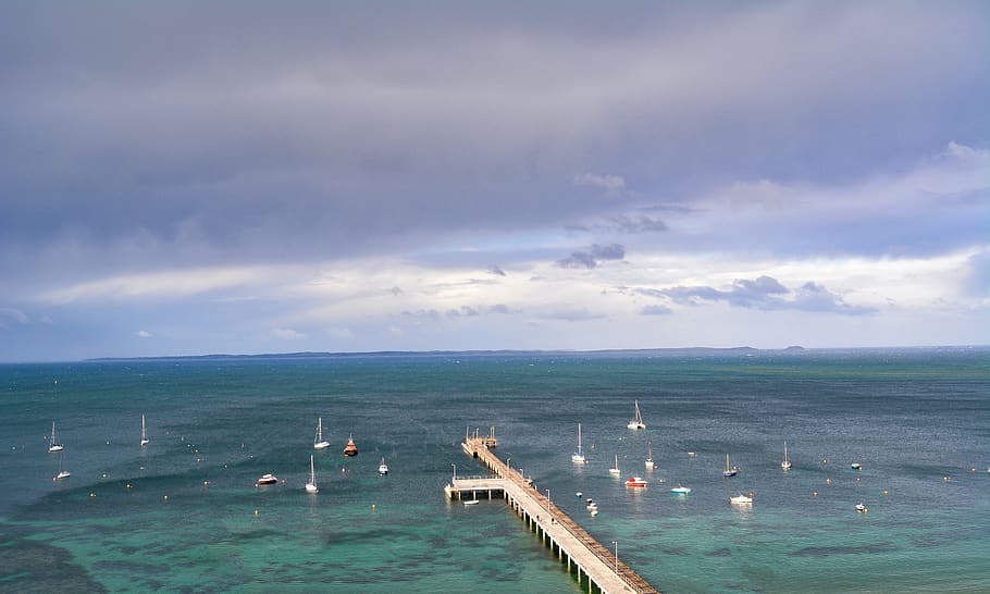 australia, flinders, bay, pier, jetty, dock, boats, yachts, HD wallpaper