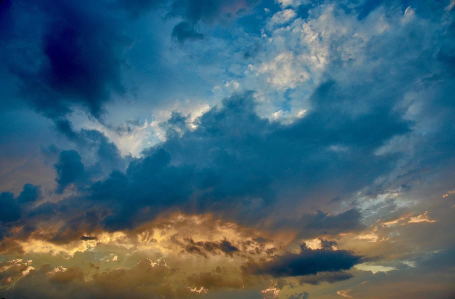 sky, clouds, sunset, evening, afterglow, red, orange, dramatic HD wallpaper