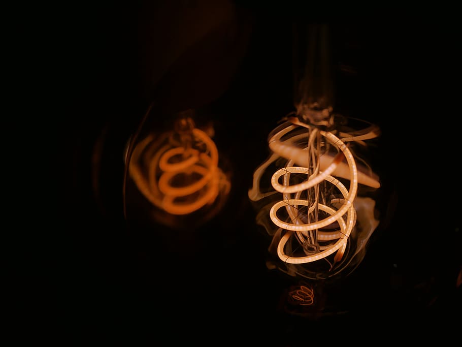 lighting, neon, led, spiral, coil, rotor, machine, night, yellow HD wallpaper
