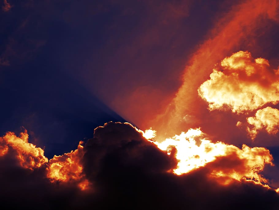 Clouds at Sunset, atmosphere, dark, dramatic, evening, light HD wallpaper
