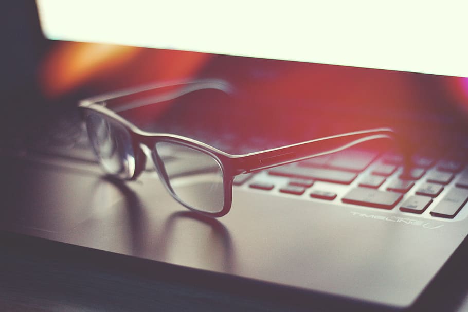 glasses, vintage, computer, leak, lomo, keyboard, laptop, eyeglasses HD wallpaper