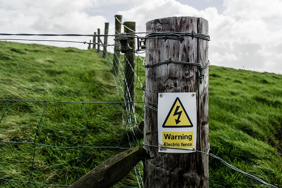 Warning electric sign during daytime, symbol, ireland, cliffs of moher