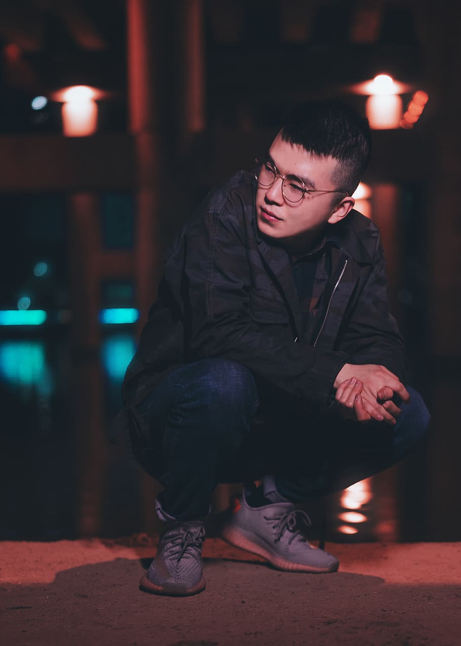one person, full length, night, real people, young men, illuminated, HD wallpaper