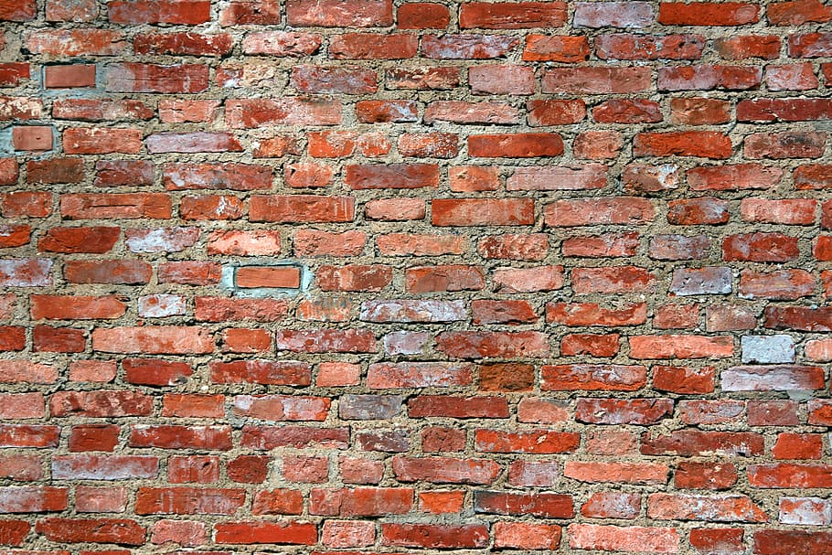 bricks, wall, backgrounds, red, old, white, brickwork, brown, HD wallpaper