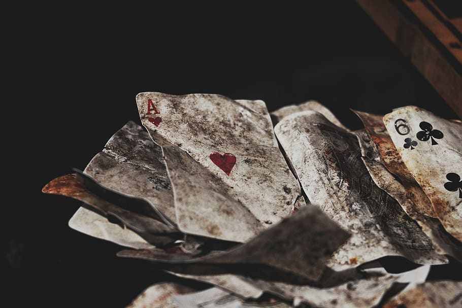 game cards on black surface, close-up, leaf, no people, plant part HD wallpaper