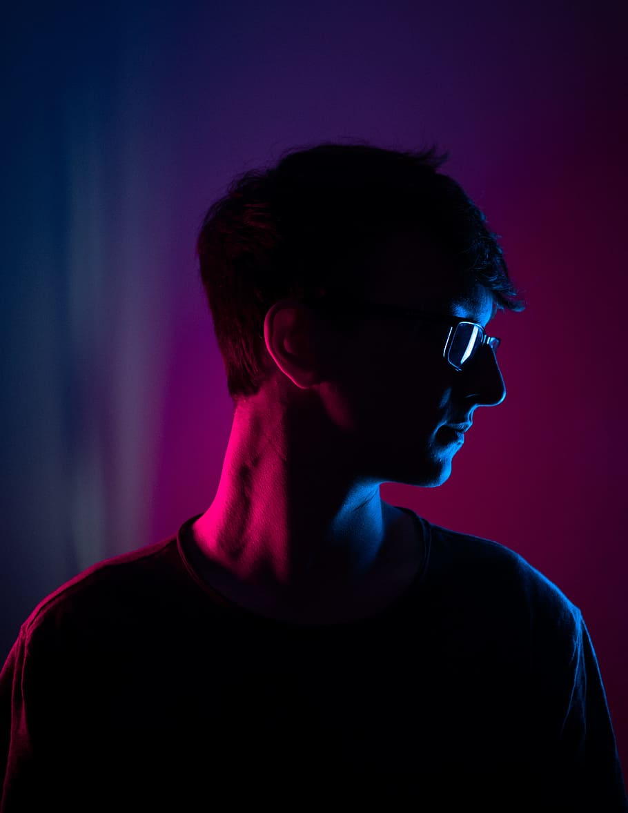 man wearing eyeglasses with frames, color flash, portrait, make HD wallpaper