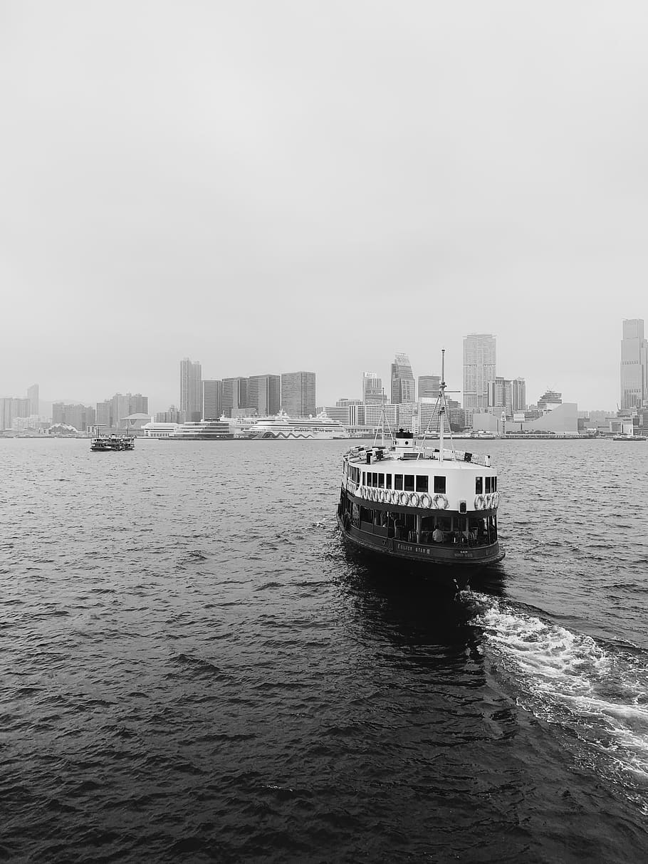 white and black ship, nautical vessel, water, transportation HD wallpaper
