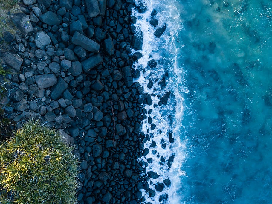 1082x1922px | free download | HD wallpaper: Body Of Water And Rocks, aerial  shot, bird's eye view, drone shot | Wallpaper Flare