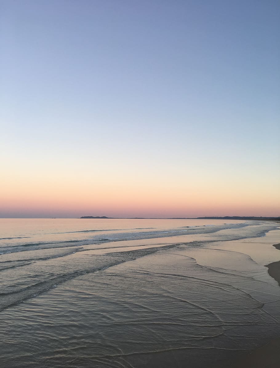 australia, byron bay, dusk, sunset, sky, ocean, beach, scenics - nature, HD wallpaper