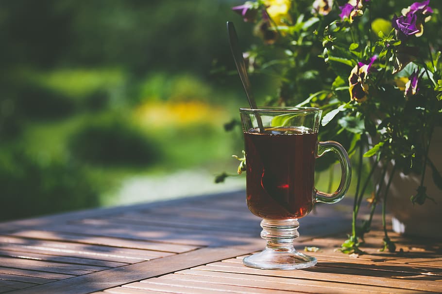 morning, tea, summer, breakfast, teatime, garden, drink, refreshment HD wallpaper